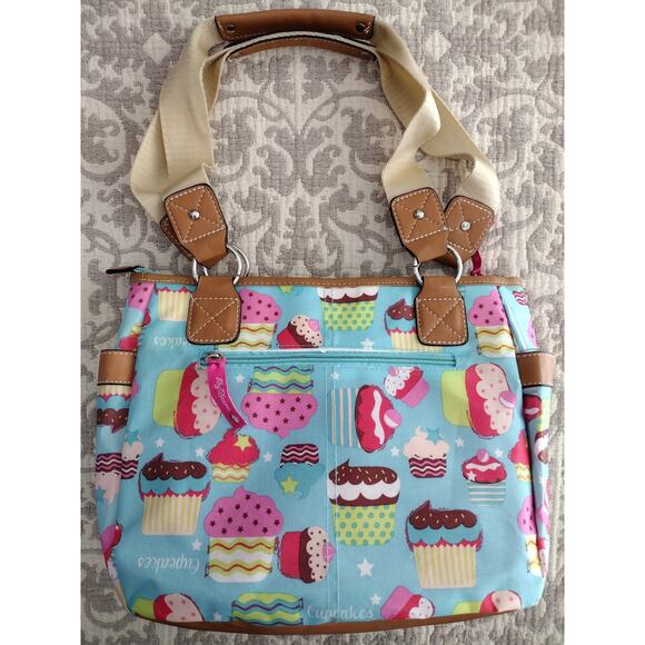 Lily Bloom NWOT Colorful Whimsical Bakery Cupcakes Themed Handbag Purse - Picture 4 of 9